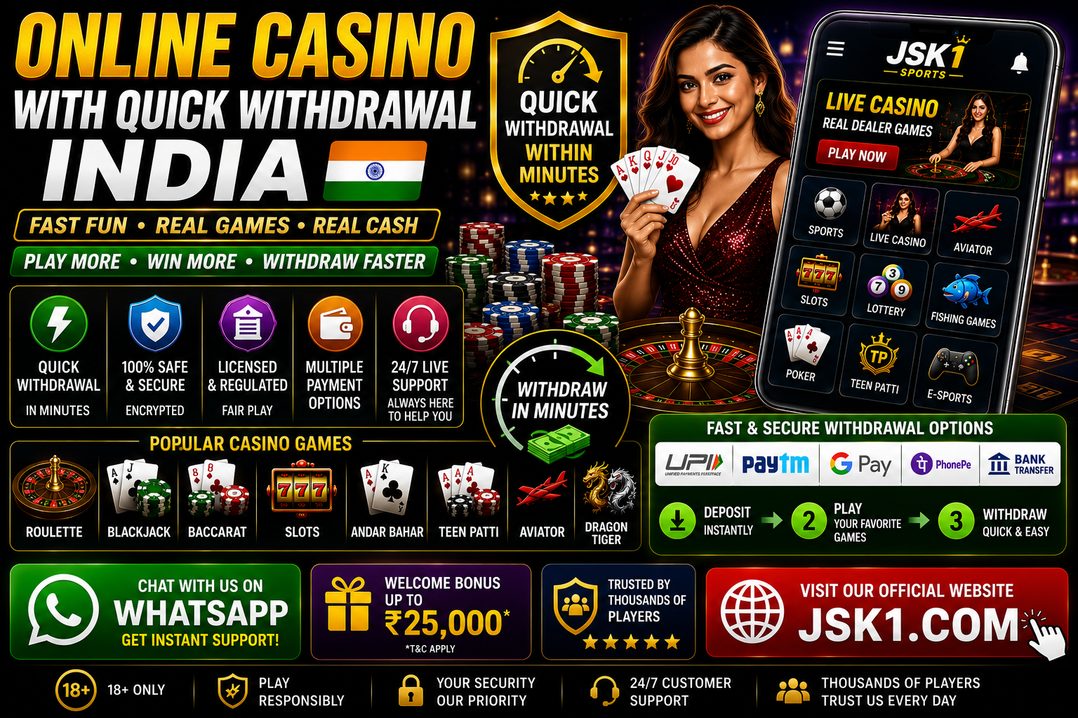 Online Casino with Quick Withdrawal India – Fast Online Gaming