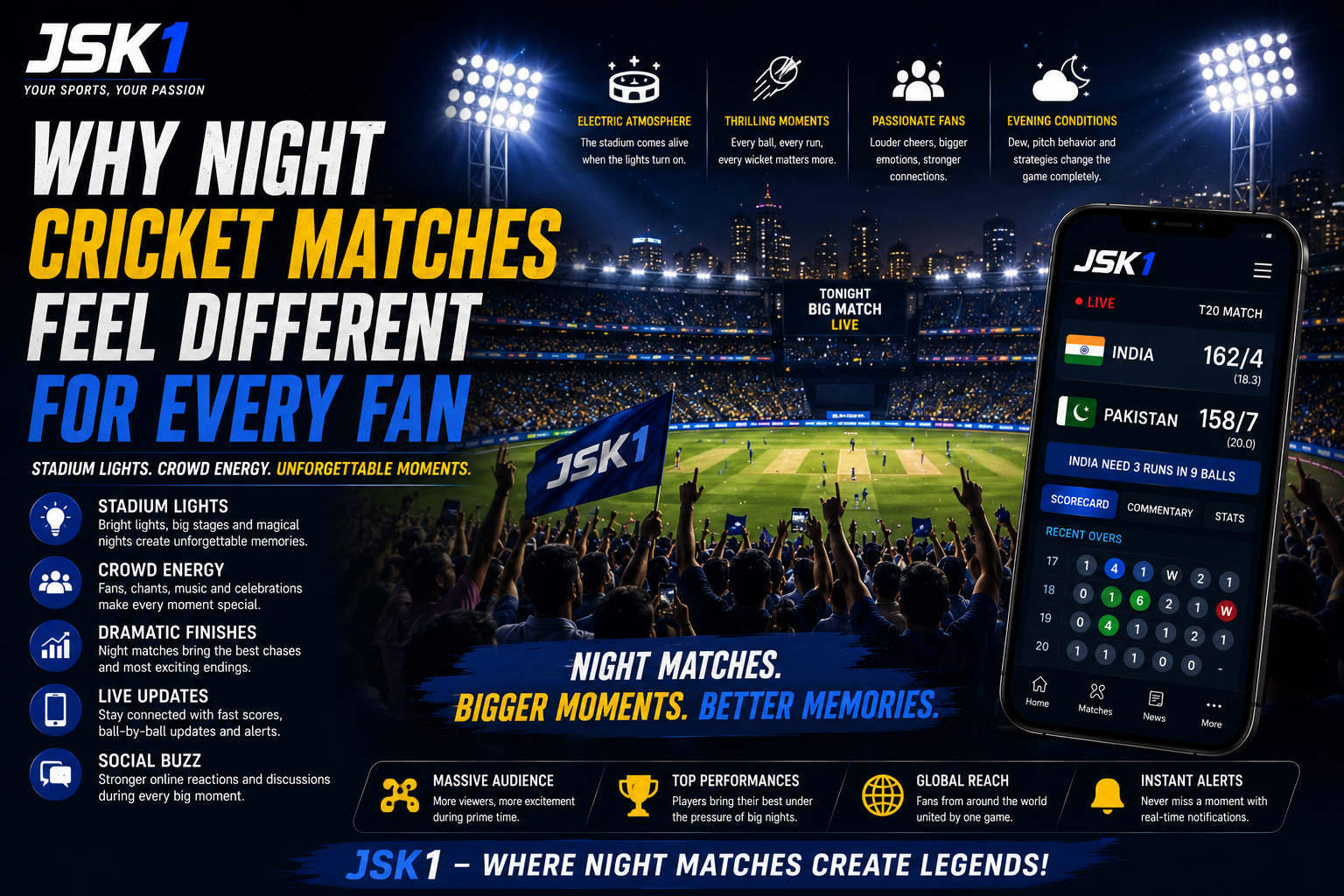Why Night Cricket Matches Feel Different for Every Fan